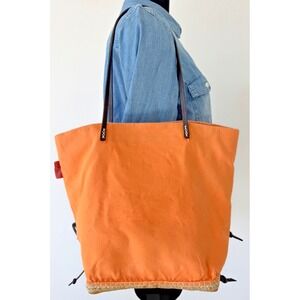 Saldarini 1882 Como Italy Espadrille Espa Tote Orange Canvas Shoulder Bag
